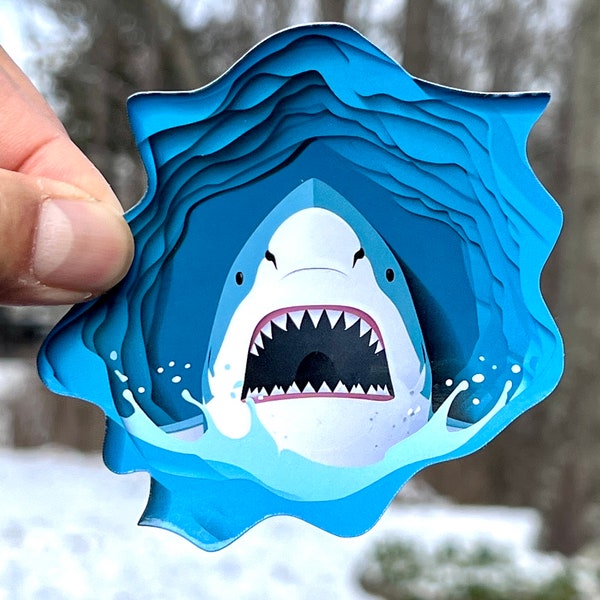 Shark Attack Sticker | Shark Busting Out Sticker | Waterproof Vinyl Sticker | Shark Week | Shark Lovers | Water Bottle Sticker