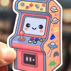 Retro Arcade Machine Sticker: 80s Video Game Waterproof Vinyl Sticker