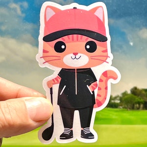 Golf Cat Sticker | Golfing Kitty Vinyl Sticker | Kawaii Kitty | Water bottle sticker | Golf Lover Gift | Golfing Enthusiast