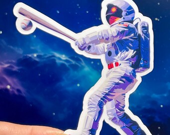 Baseball Astronaut Waterproof Vinyl Sticker for Youth Player Space Fan and Team Gifts