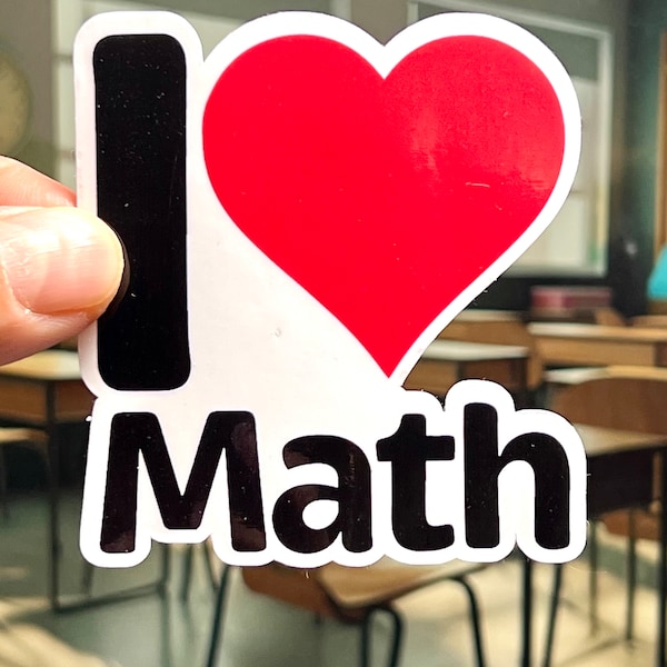 I love Math Sticker | I Heart Math Vinyl Decal | Water Bottle Sticker | Math Teacher Gift | Mathematician Gift | Math Team Gift |Math Genius