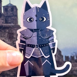 Medieval Black Cat Sticker: Knight Kitty Vinyl Sticker