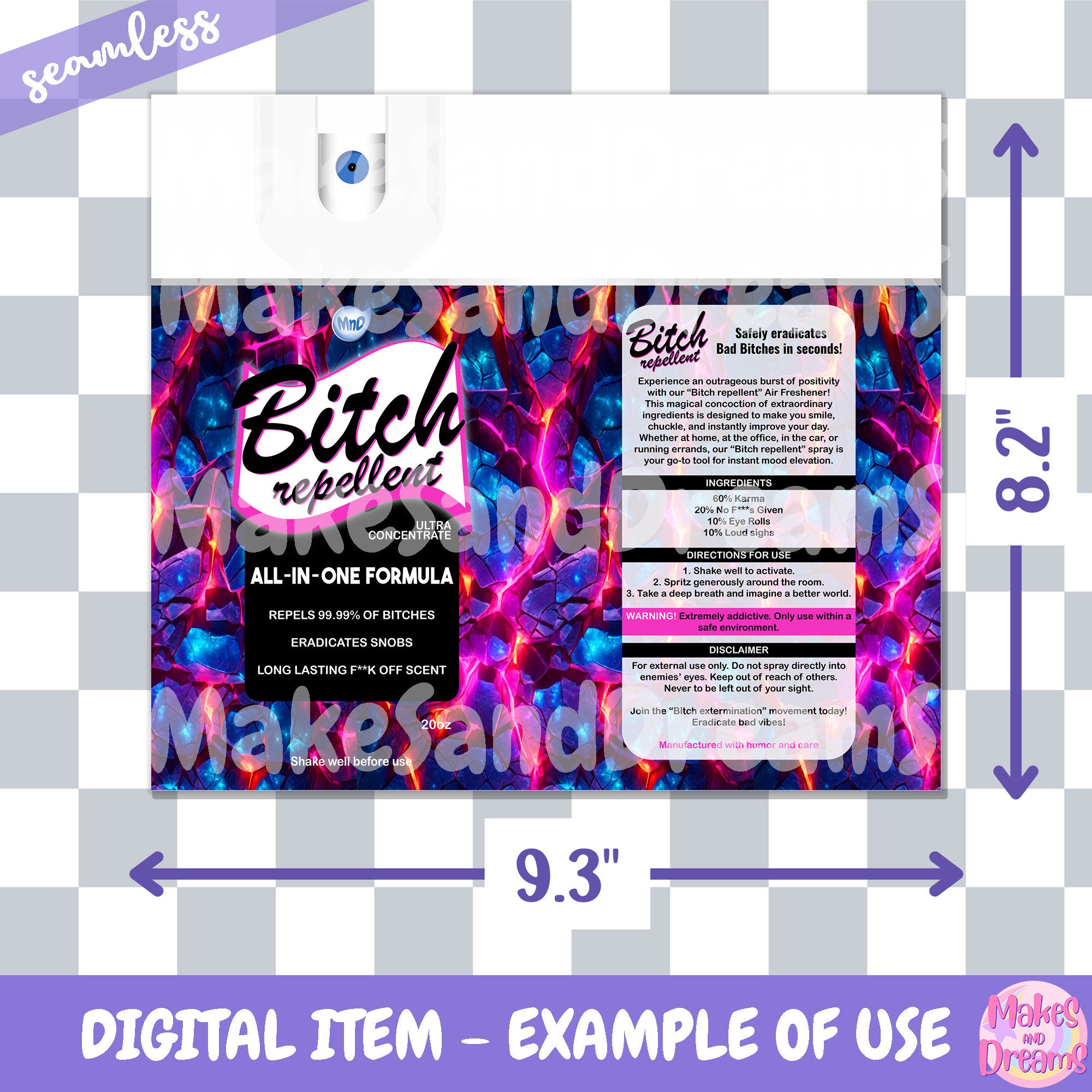 Bitch Repellent Spray Tumbler Wrap Sublimation Image 20oz Skinny ...