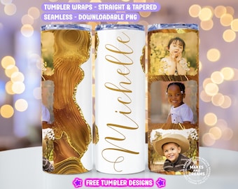 Photo tumbler wrap 20oz skinny tumbler photo design digital download Picture tumbler wrap Photo sublimation Glitter tumbler wrap Mothers day