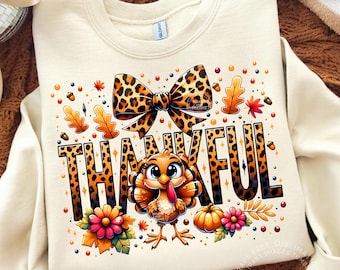 Thanksgiving Thankful Coquette PNG, Turkey Thanksgiving Sublimation Design Png, Preppy Fall Dtf Dtg Design Digital Download