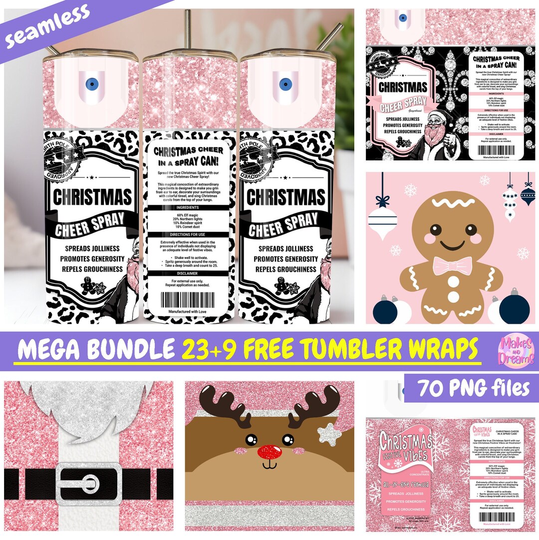 Christmas Tumbler Wrap Bundle 20 Oz Skinny Tumbler Sublimation Design ...