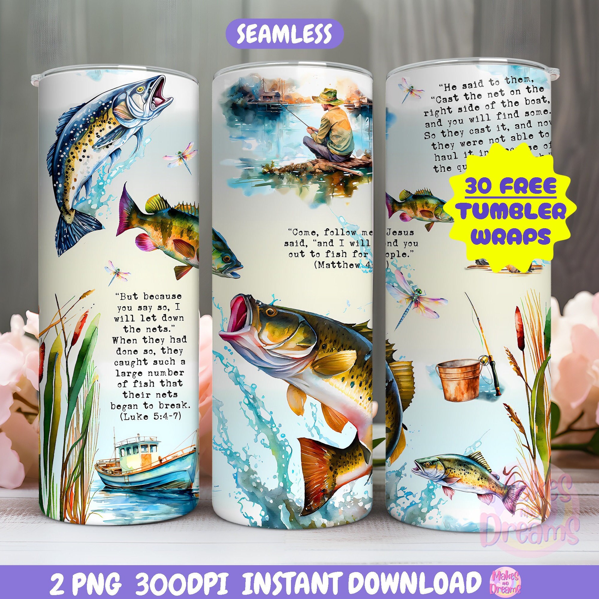 Fishing Tumbler Wrap Bass Fish Tumbler Png Fisherman Christian Tumbler ...
