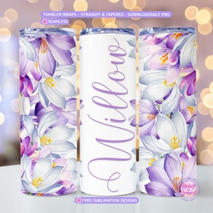 Add Your Own Name Tumbler Wrap PNG 20oz Skinny Tumbler Sublimation Designs, Floral Tumbler png Digital Download png Custom name tumbler wrap