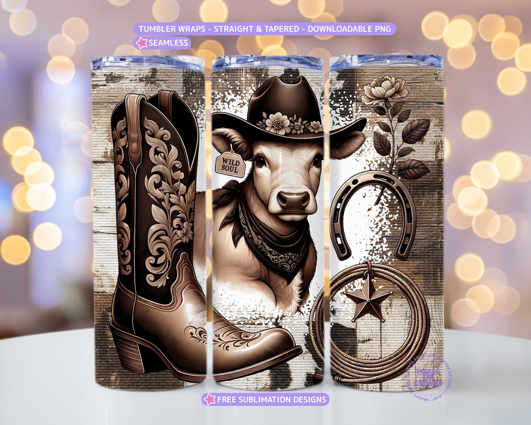 Western Tumbler Wrap 20oz Skinny Tumbler Sublimation Design PNG ...