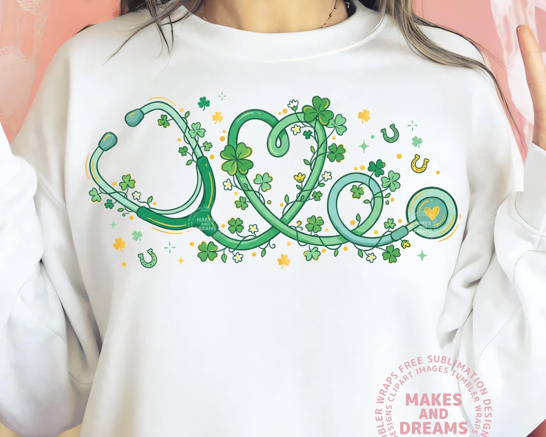 Floral Nurse Stethoscope St Patrick's Day PNG St Patricks Nurse Shirt ...