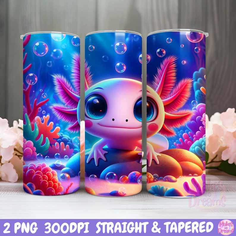 Axolotl Tumbler Wrap Png 20oz Skinny Tumbler Sublimation Design Cute ...