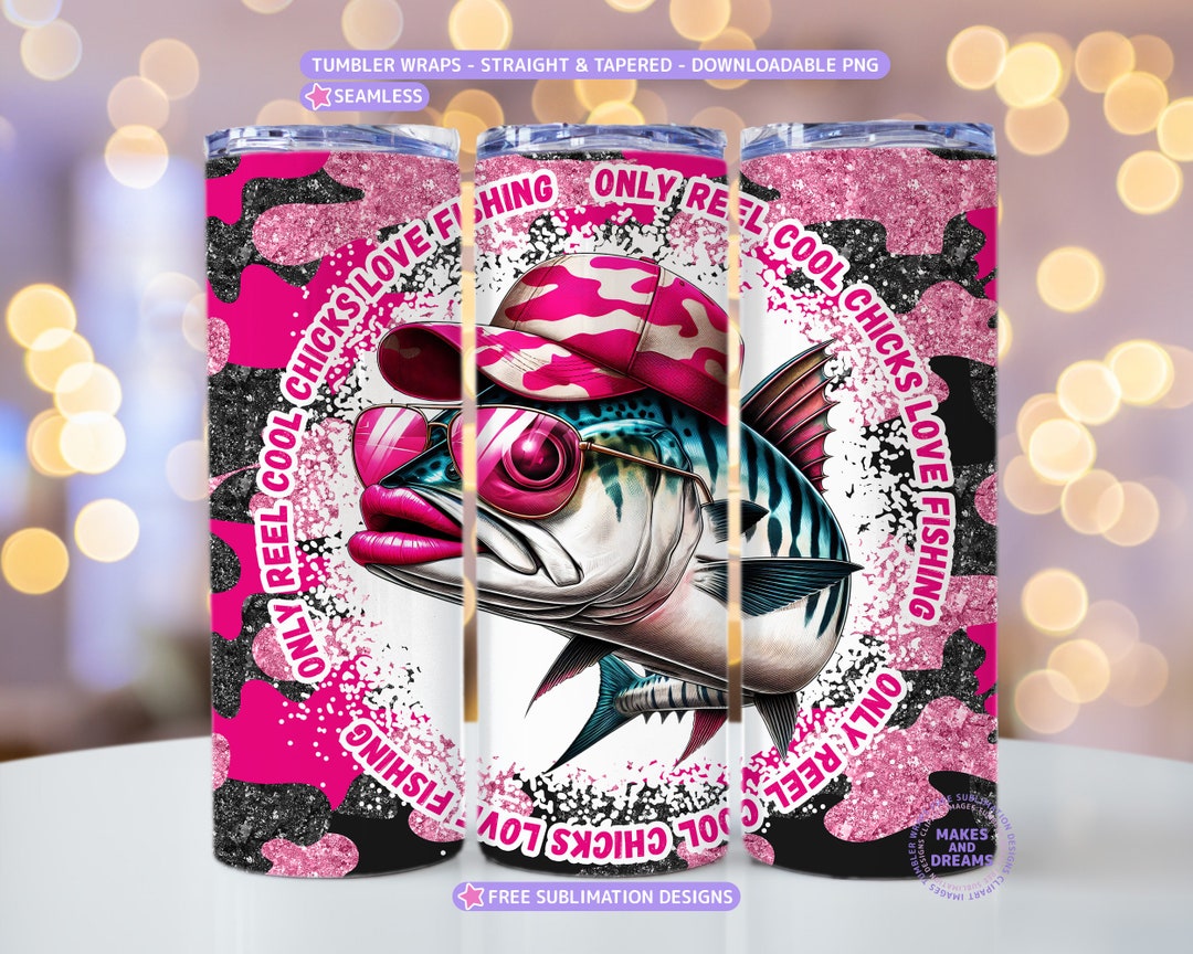Woman Fishing Tumbler Wrap Fisherman Funny Png 20oz Skinny Tumbler ...