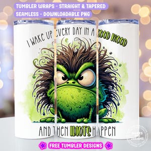 Frog Tumbler Wrap Funny Frog Png Sarcastic Tumbler Wrap Frog Funny Sublimation Design 20oz skinny Tumbler Frog Cartoon Png Idiots Happen Png image 1