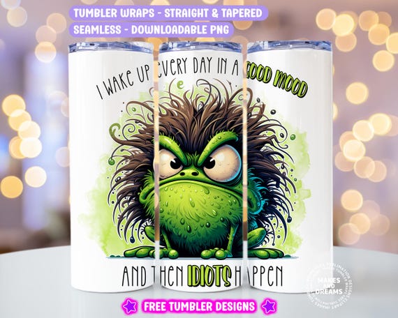 Frog Tumbler Wrap Funny Frog Png Sarcastic Tumbler Wrap Frog Funny Sublimation Design 20oz skinny Tumbler Frog Cartoon Png Idiots Happen Png