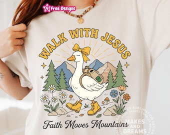 Walk With Jesus PNG, Christian Goose Boots Design, Faith Quote Sublimation Design Religious Shirt Faith Based Dtf Graphic Digital Download