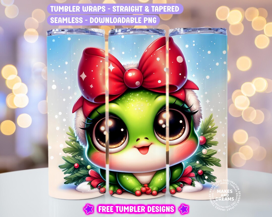 Cute Frog Tumbler Coquette Christmas Sublimation Design 20oz Skinny ...