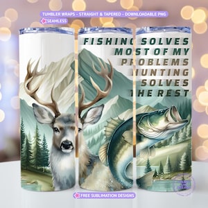 Fishing tumbler wrap Deer Hunting season png 20oz skinny tumbler wrap Seamless sublimation design Commercial use Straight Tapered Digital