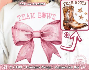 Boots Or Bows Gender Reveal PNG Team Boy Team Girl Baby Shower Party Shirt Design, Retro Cowboy Gender Reveal TShirt Design Western Boy Girl