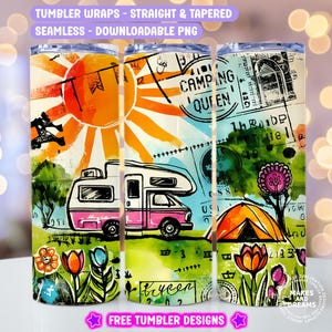 Camping Tumbler Wrap 20 oz Skinny Design Png Camping Queen Tumbler Wrap 20oz Camper Sublimation Tumbler Design Camping Lover Caravan Png Van