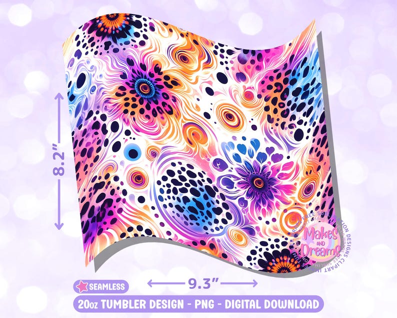 Tie Dye Tumbler Wrap PNG, Leopard Print 20 Oz Skinny Tumbler Wrap ...