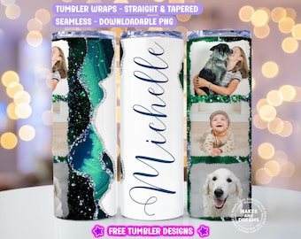 Photo tumbler wrap Add text tumbler png 20 oz skinny sublimation design Family photo wrap Add Name Tumbler Picture tumbler Own text tumbler
