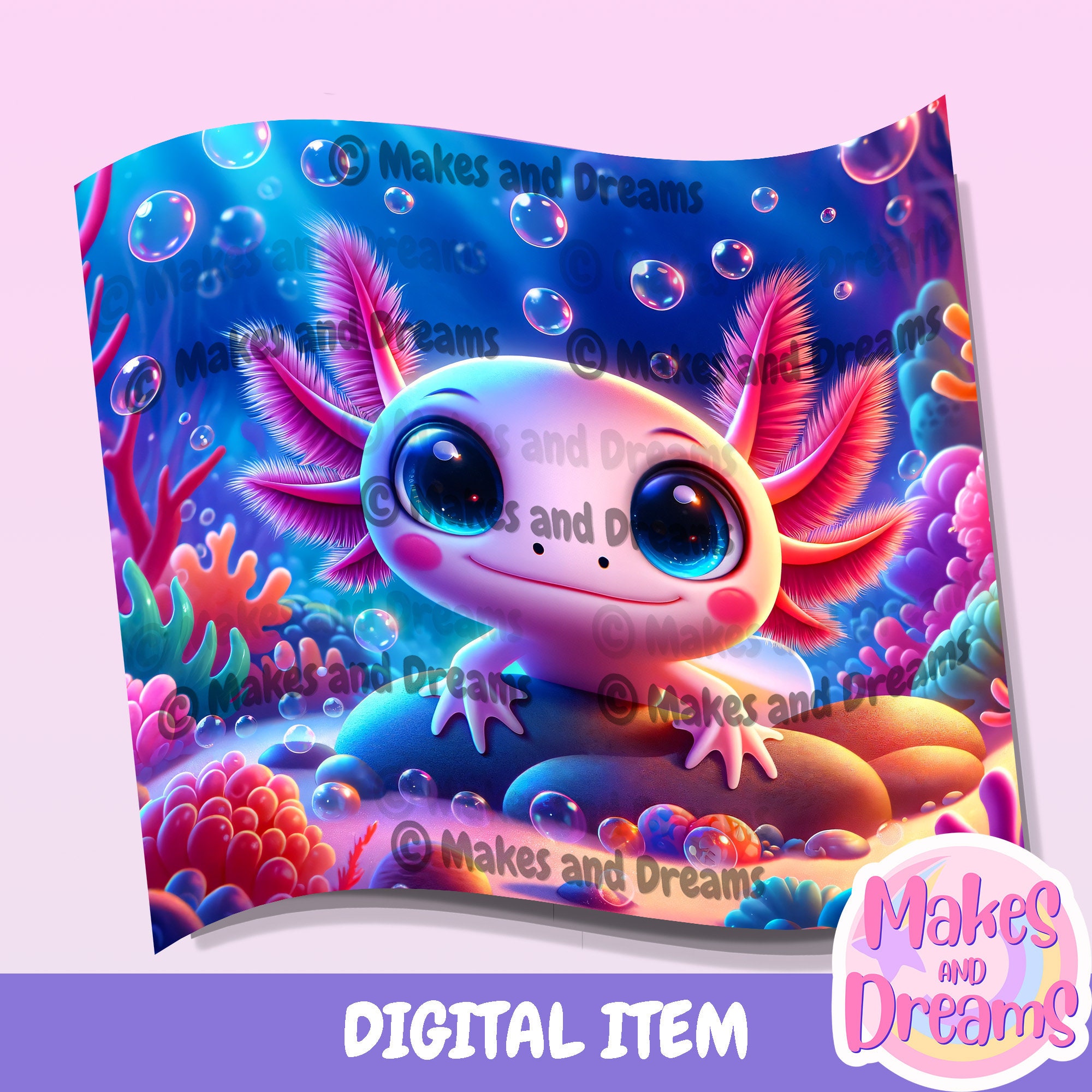 Axolotl Tumbler Wrap Png 20oz Skinny Tumbler Sublimation Design Cute ...