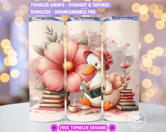 Tumbler Wrap Bookish, Tumbler Wrap per sublimazione per amanti dei libri, per lettori, Coquette Goose Png, regali per biblioteca, 20 once, design per sublimazione Booktok