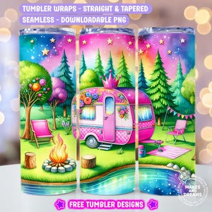 Camping Queen Tumbler Wrap 20 oz Skinny Design Png Camping Tumbler Wrap 20oz Camper Sublimation Tumbler Design Camping Lover Caravan Png Van
