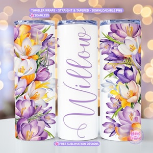 Add Your Own Name Tumbler Wrap PNG 20oz Skinny Tumbler Sublimation Designs, Floral Tumbler png Digital Download png Custom name tumbler wrap