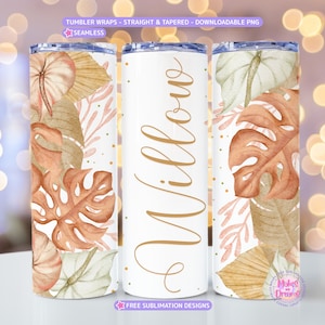 Add Your Own Name Tumbler Wrap PNG 20oz Skinny Tumbler Sublimation Designs, Floral Tumbler png Digital Download png Custom name tumbler wrap