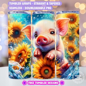 Pig Tumbler Wrap Sunflowers Pig Tumbler Design Just A Girl Who Loves Pigs Png 20oz Skinny Tumbler Funny Pig PNG Cute Pig Sublimation Design