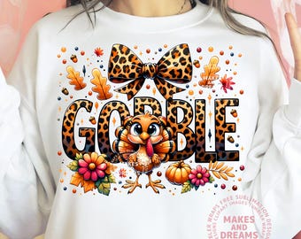 Coqueta de pavo de Acción de Gracias PNG, diseño de sublimación de pavo de Acción de Gracias PNG, descarga digital de diseño DTF/DTG de otoño estilo preppy