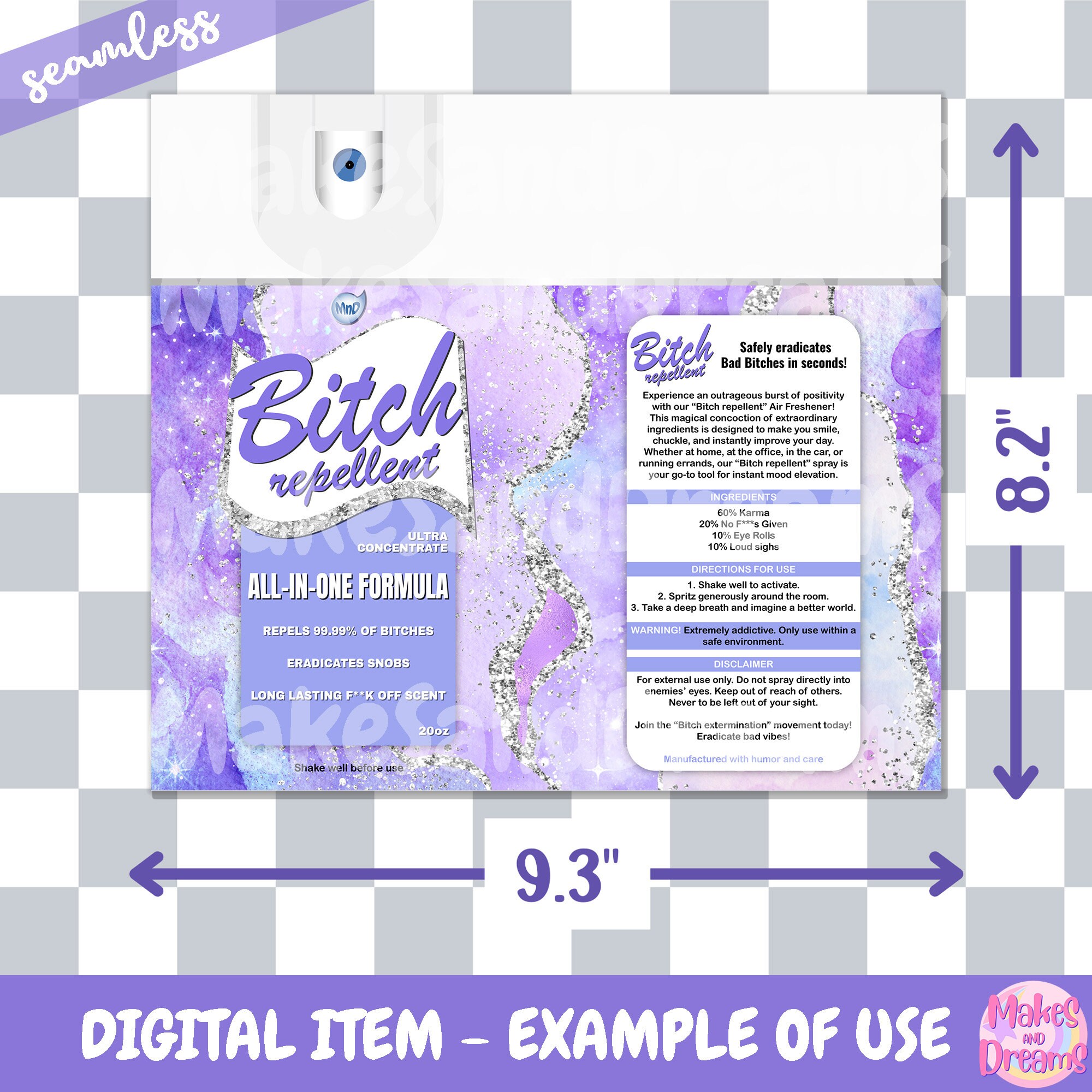 Bitch Repellent Spray Tumbler Wrap Sublimation Image for 20oz Skinny ...