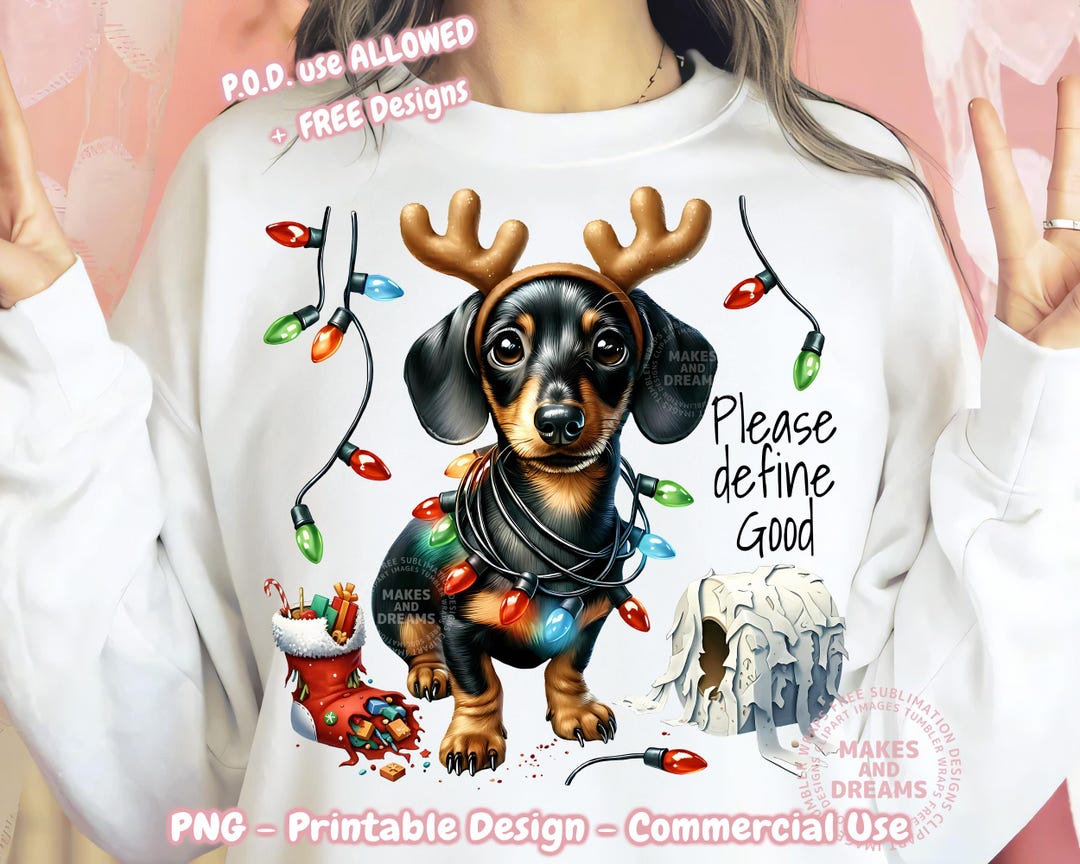 Holiday Wiener Dog Png, Funny Christmas Dachshund Sublimation Design ...