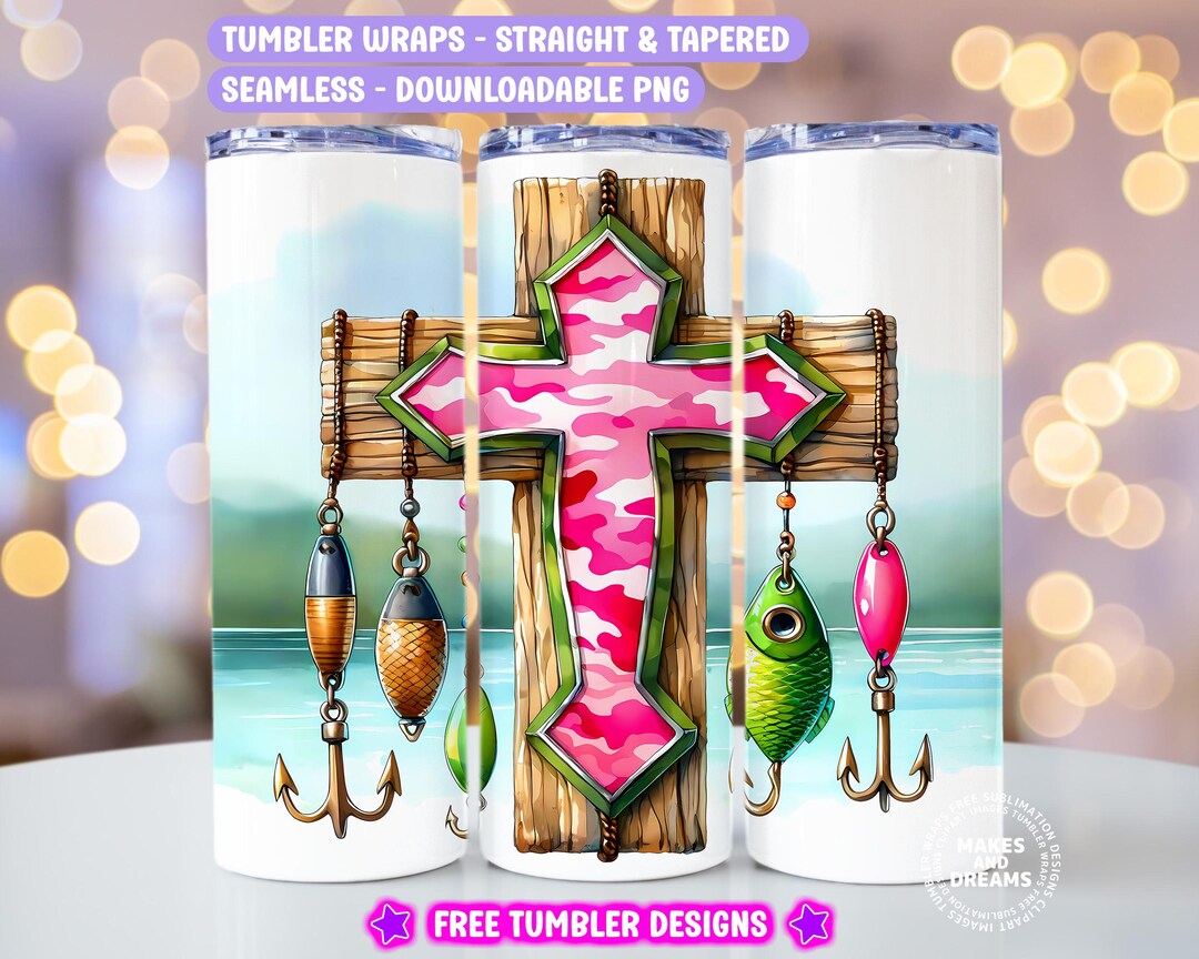 Camo Cross Fishing Tumbler Wrap Christian Png Fishing Woman Png 20oz ...