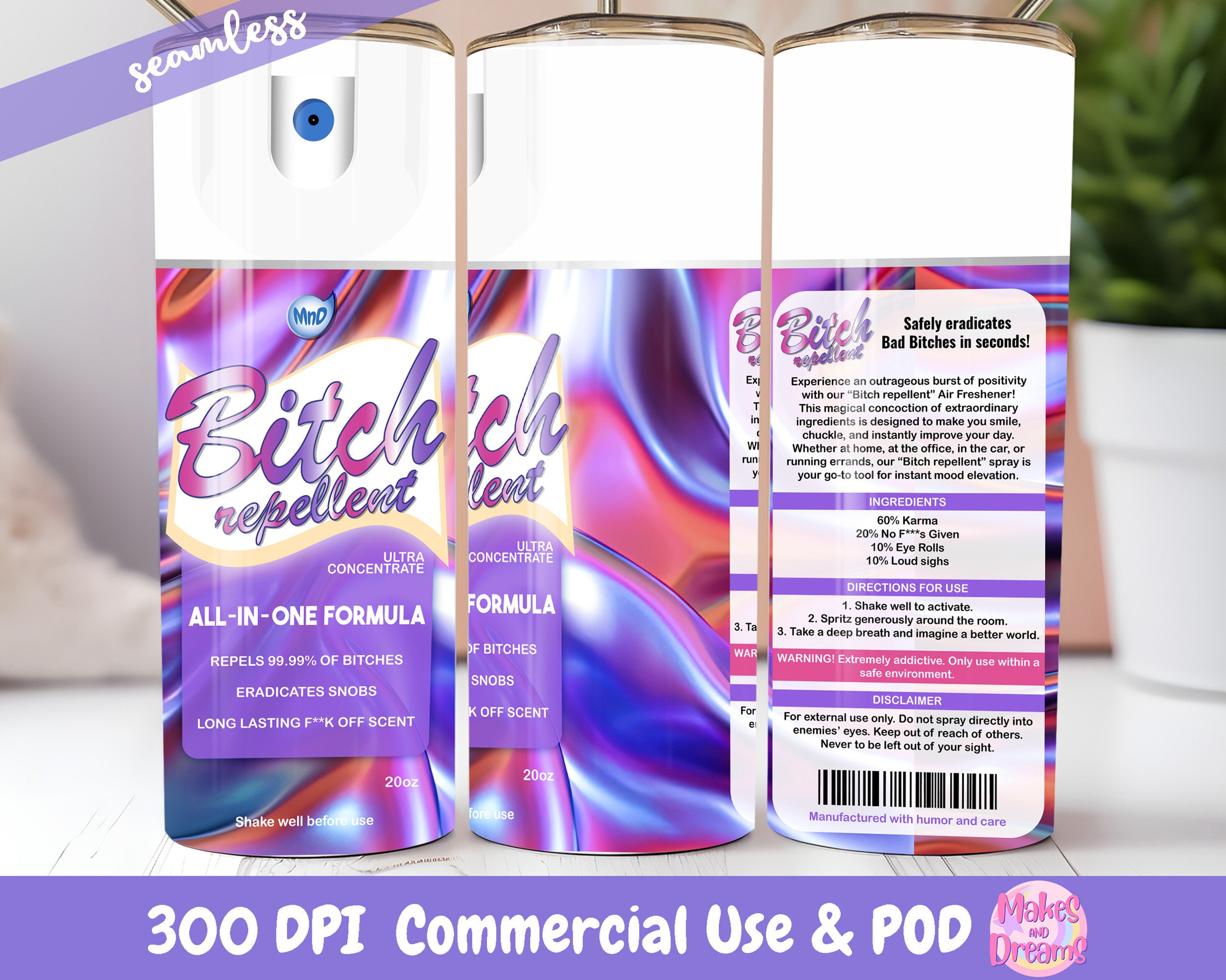 Bitch Repellent Spray Tumbler Wrap Sublimation Image for 20oz - Etsy
