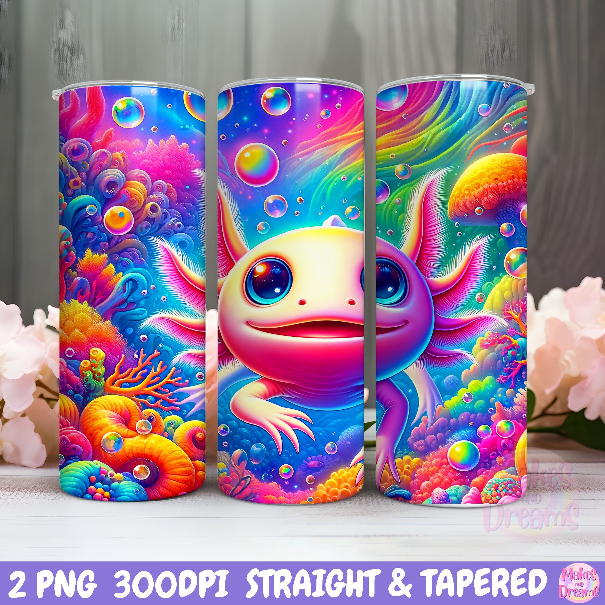 Axolotl Tumbler Wrap Png 20oz Skinny Tumbler Sublimation Design Cute ...