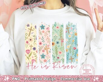 He is Risen PNG Retro Easter Png TShirt Design Easter Matthew 28:6 Christian Shirt Png Easter Jesus png Bible Verse Png Brushstroke Png