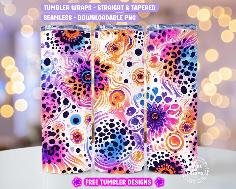 Tie Dye Tumbler Wrap PNG, Leopard Print 20 Oz Skinny Tumbler Wrap ...