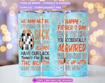 Envoltorio de vaso divertido para el día del padre con texto en inglés "Padrastro", diseño de sublimación delgado de 20 oz, envoltorio de vaso divertido que no es de tu saco, regalo de bonificación para papá sarcástico