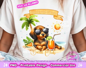 Weenies and Bikinis PNG Dachshund Mum PNG Beach Lover Design Funny Wiener Dog Social Club Sublimation Design Dog Mum Png Summer Digital File