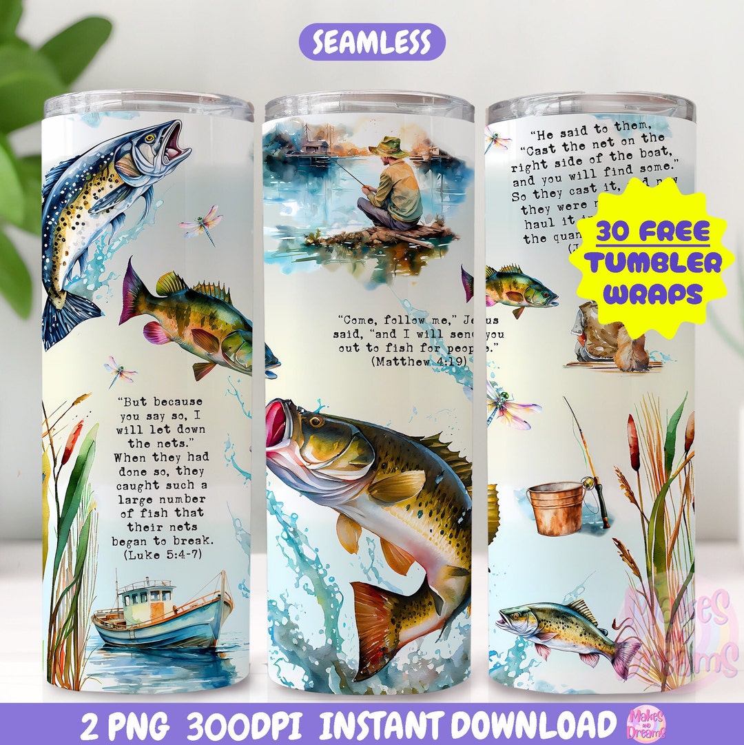 Fishing Tumbler Wrap Bass Fish Tumbler Png Fisherman Christian Tumbler ...