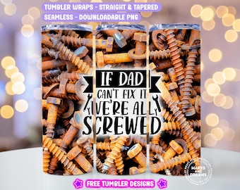 Papa Becher wickeln Nahtlos 20 Unzen dünnen Becher Sublimation Design Wir sind alle verschraubt png Lustige Männer Vatertagsgeschenk Bester Vater digitaler Download