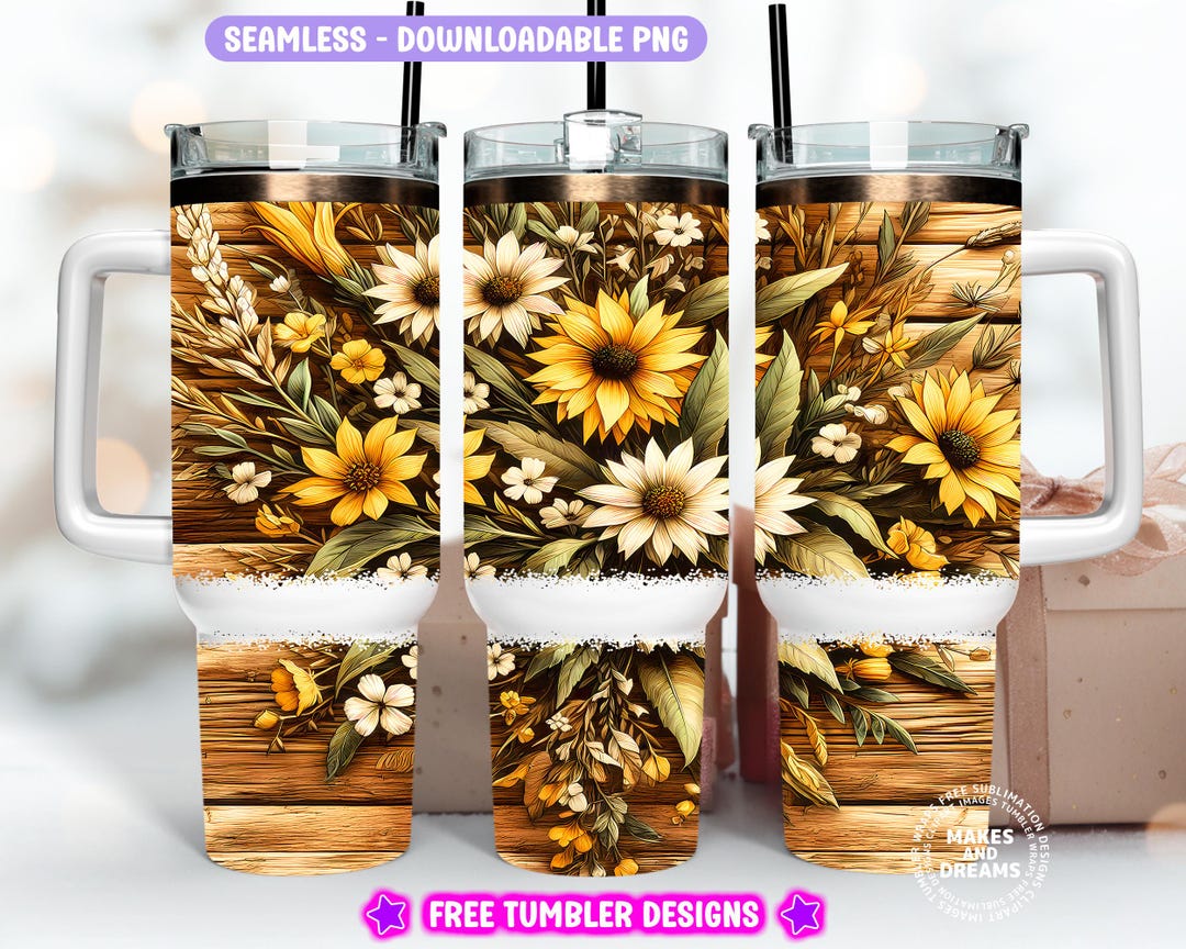 Western Flower 40oz Tumbler Wrap, Rustic Floral Western Southwest 40 Oz ...
