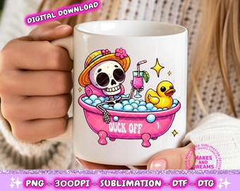 Duck Off PNG Funny Skeleton Sublimation Designs, Sarcastic Skeleton Print Trendy Skull Design, Funny Duck DTF Printing DTG Transfer Designs