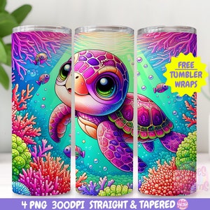 Turtle tumbler wrap Baby Turtle Sea life Underwater PNG 3D Sea turtle Cute clipart Turtley Adorable 20 oz Skinny tumbler wrap Sublimation