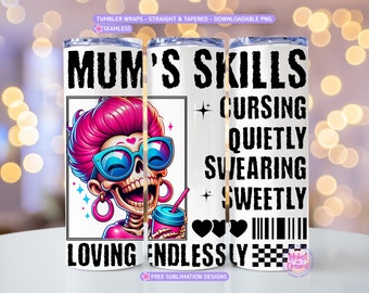 Mum tumbler wrap 20ozs skinny tumbler Mother's Day sublimation designs, Funny Tumbler Wrap, Mum funny png Digital Download, Mum life Tumbler