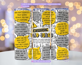 Dad Jokes Funny Fathers Day Tumbler Wrap 20ozs skinny sublimation designs Funny Tumbler Wrap Sarcastic Dad Jokes Fathers Day Dad Tumbler PNG