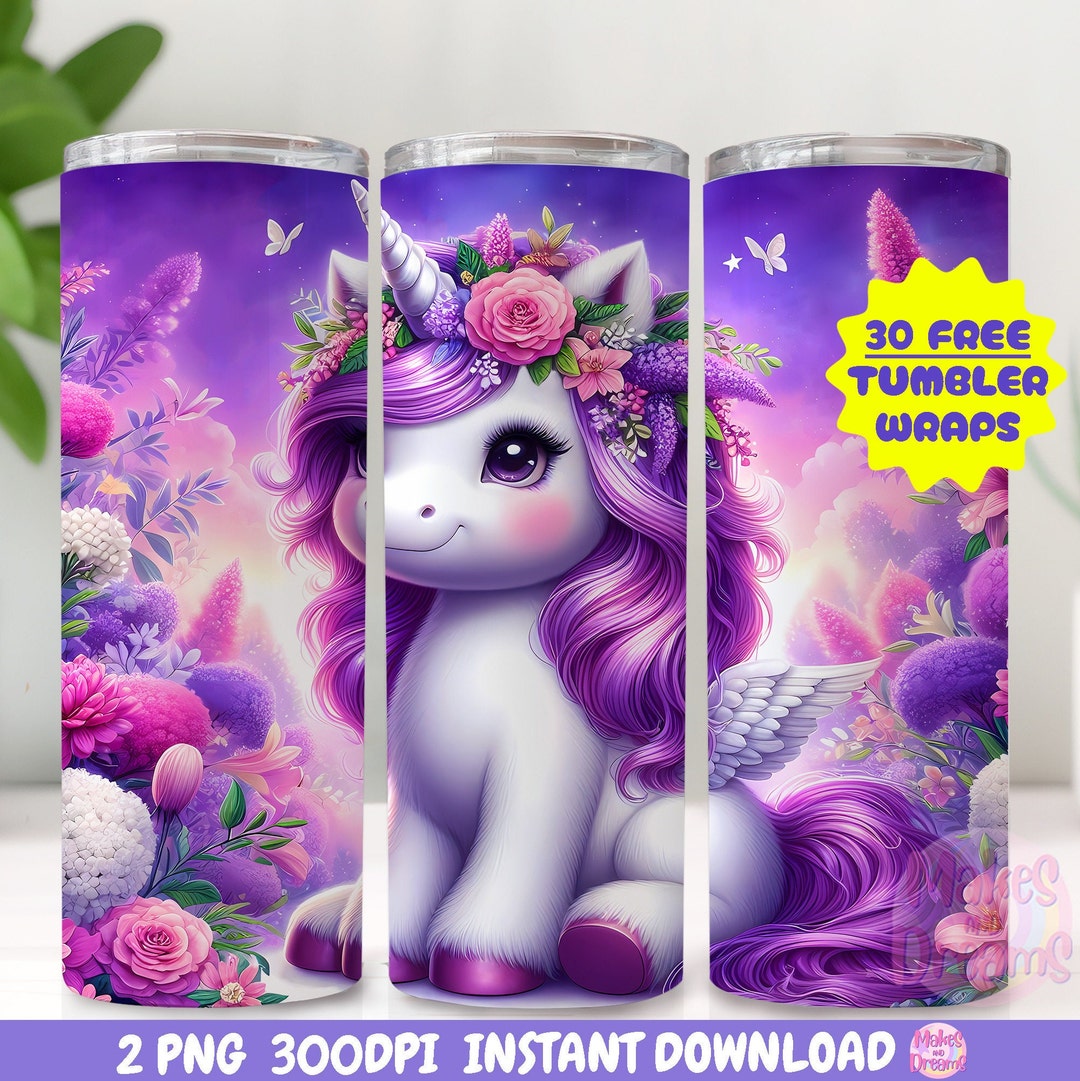 Unicorn Tumbler Wrap 20 Oz Skinny Tumbler Sublimation Design Cute