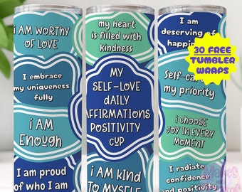 Self Love Tumbler Positive Tumbler Png Daily Affirmation Tumbler wrap Motivational Tumbler Mental Health Png Badass Affirmations 20oz skinny
